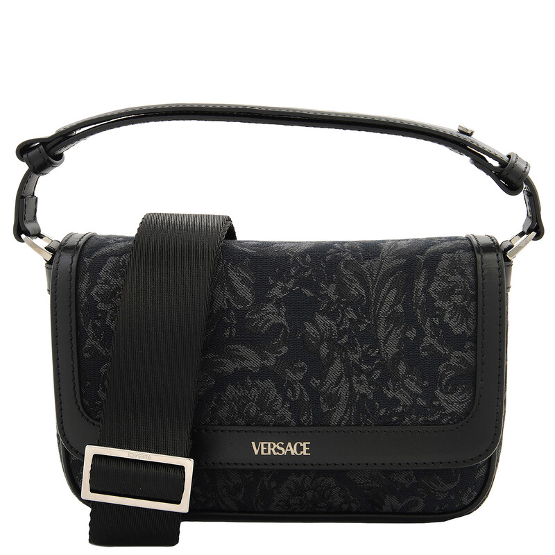 Versace Barocco-Jacquard Crossbody Bag 1015281-1A09321-BLACK+BLACK