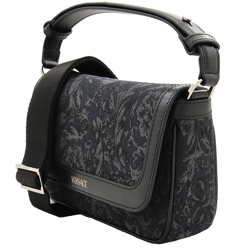 Versace Barocco-Jacquard Crossbody Bag 1015281-1A09321-BLACK+BLACK