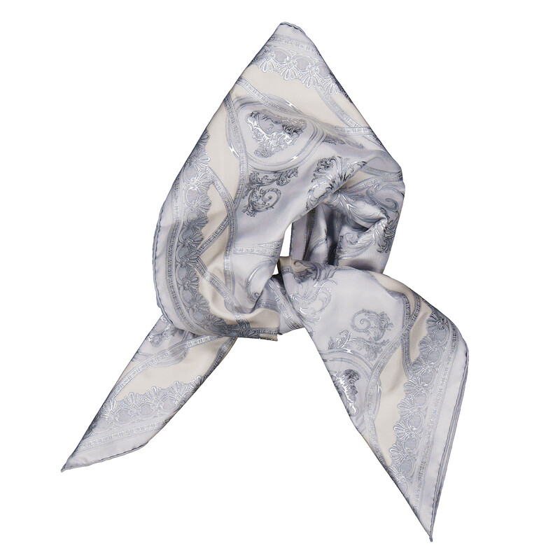 Versace Baroque Motifs Silk Scarf 1001600-1A13785-SILVER GREY+