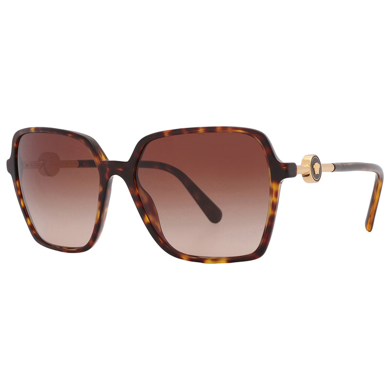 美品　ヴェルサーチ　レディース　サングラス　ラインストーン　ブラウン Versace Brown Gradient Square Ladies Sunglasses VE4396 108/13 58