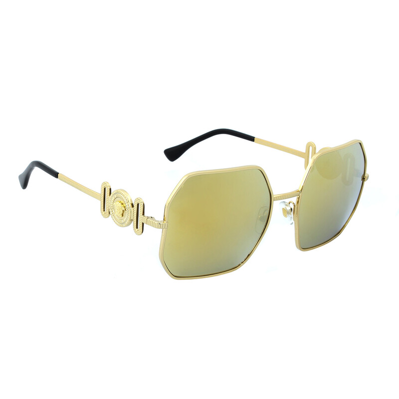 Versace Brown Mirror Gold Irregular Ladies Sunglasses VE2248