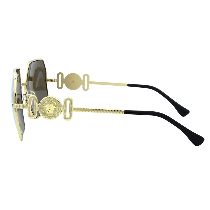 Versace Brown Mirror Gold Irregular Ladies Sunglasses VE2248