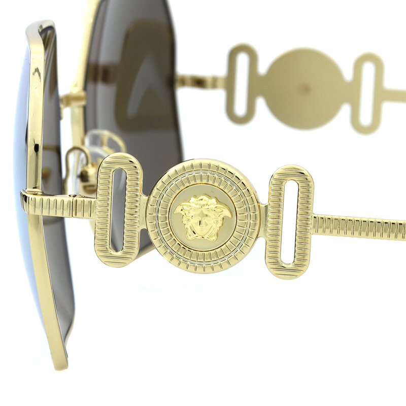 Versace Brown Mirror Gold Irregular Ladies Sunglasses VE2248