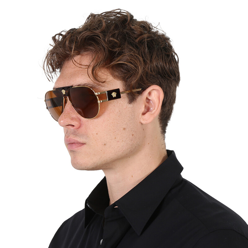 Versace Brown Pilot Men's Sunglasses VE2252 147073 63