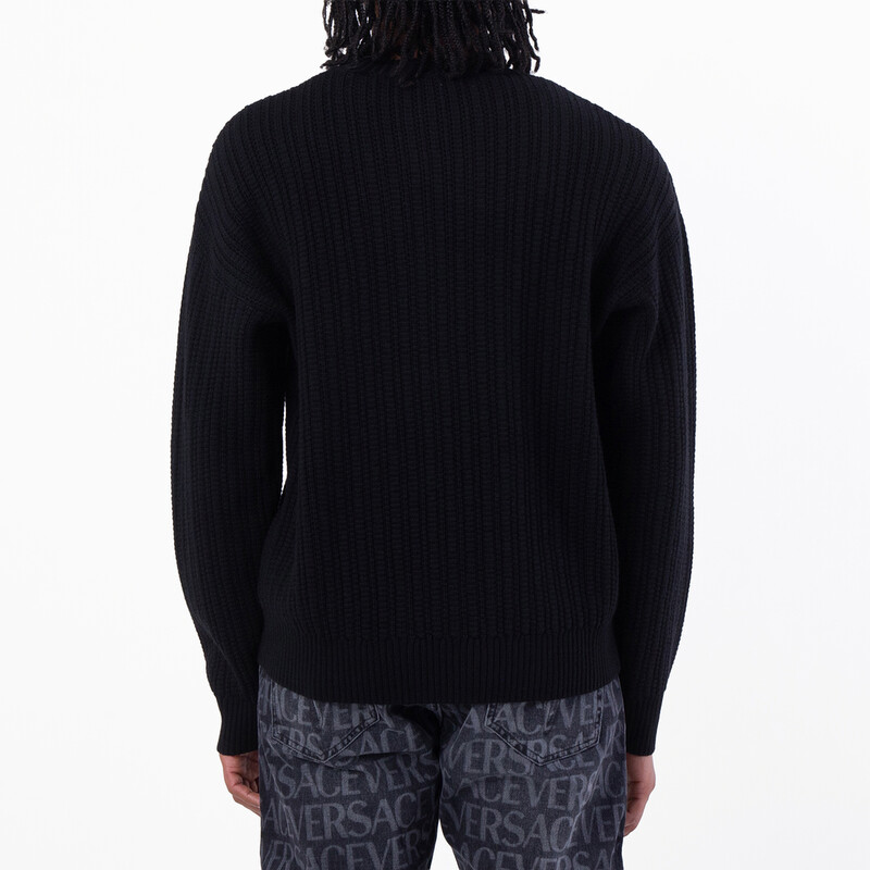 Versace Cable Knit Medusa Embroidered Sweater, Brand Size 50 ( US