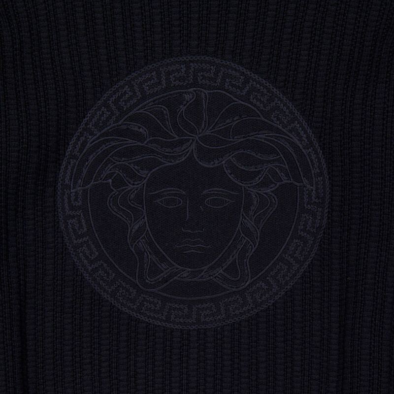 Versace Cable Knit Medusa Embroidered Sweater, Brand Size 50 ( US