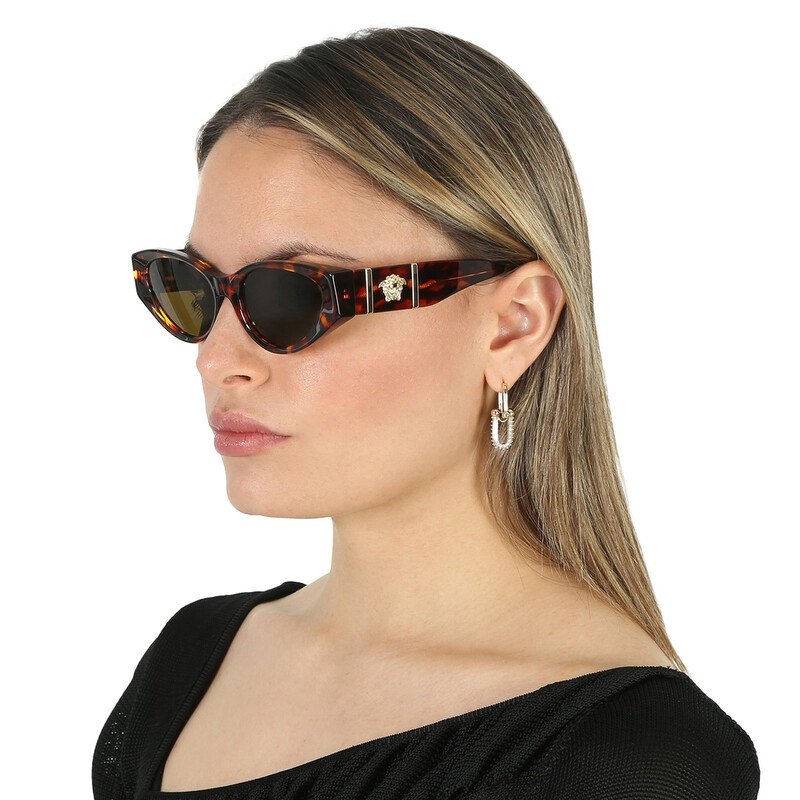Versace Dark Brown Cat Eye Ladies Sunglasses VE4454 543773 55