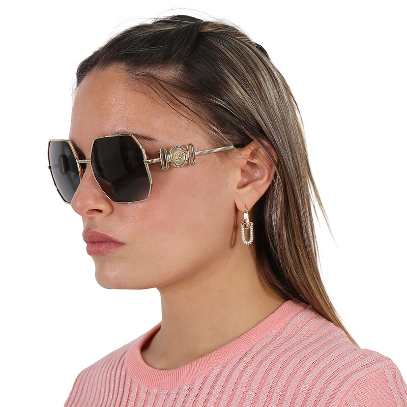 New Versace VE2248 1002/87 Gold Frame Dark Gray Lens Women\'s Sunglasses Versace VE2248 XL (58 - 19) with Grey lenses and Gold frame  main image 3