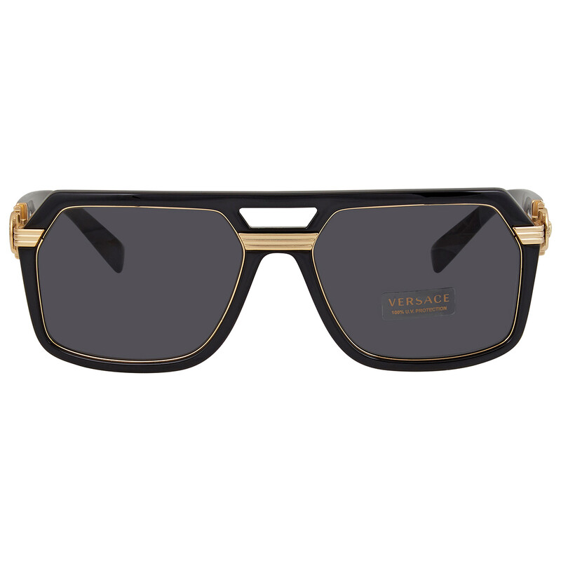 Versace Dark Grey Geometric Men's Sunglasses VE4399 GB1/87 58