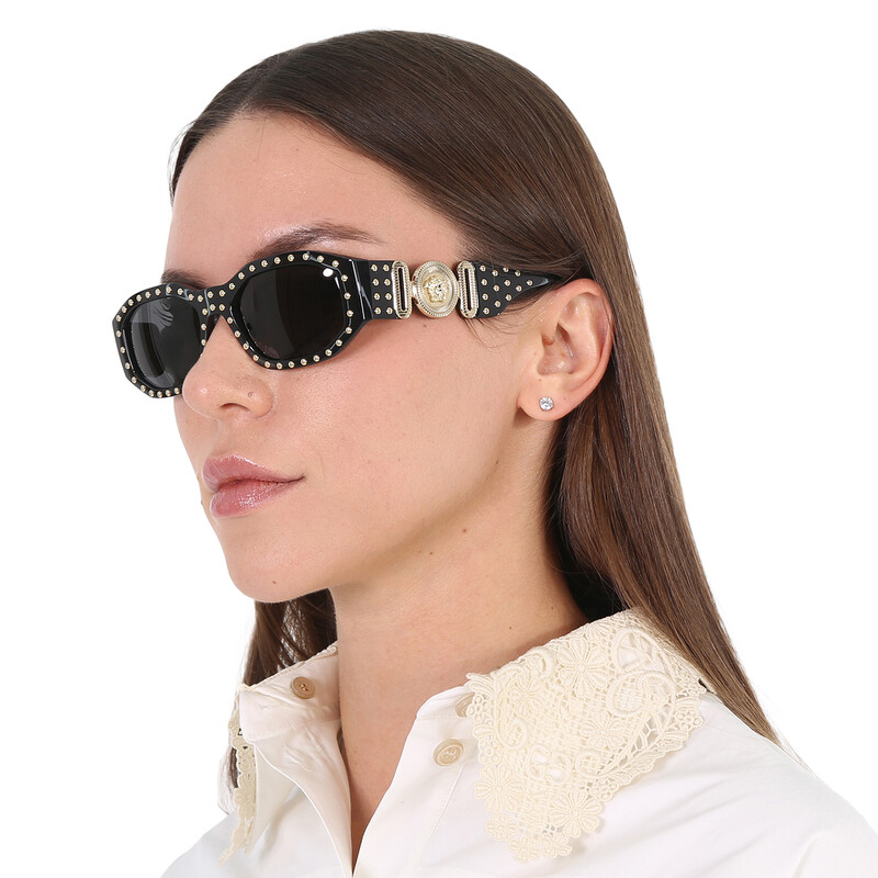 Versace Dark Grey Geometric Unisex Sunglasses VE4361 539787 53