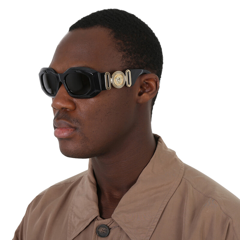 Versace Dark Grey Irregular Men's Sunglasses VE4425U GB1/87 53