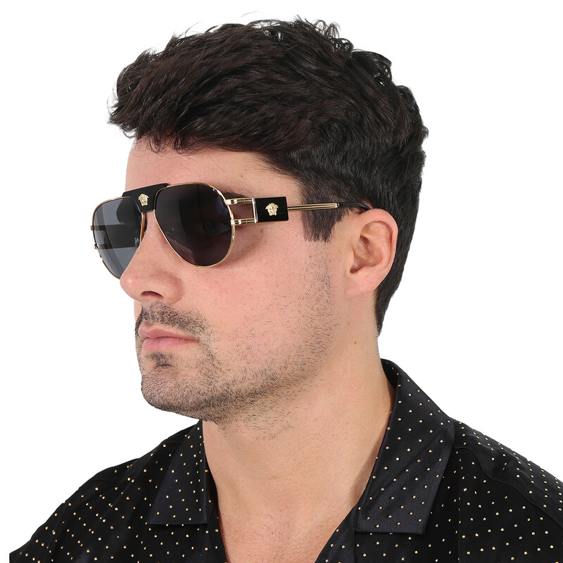 Versace Dark Grey Pilot Men's Sunglasses VE2252 100287 63