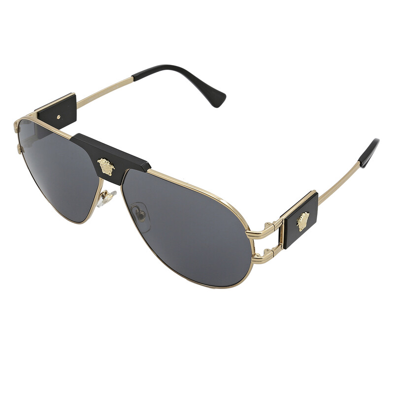 Versace Dark Grey Pilot Men's Sunglasses VE2252 100287 63