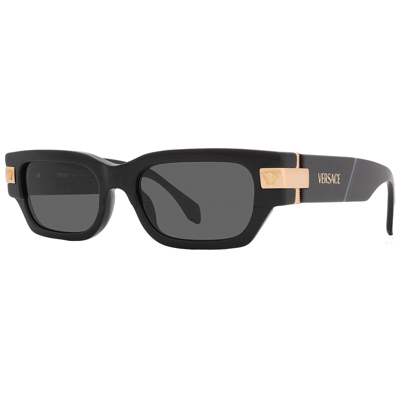 Versace Dark Grey Rectangular Men's Sunglasses VE4465 GB1/87 53