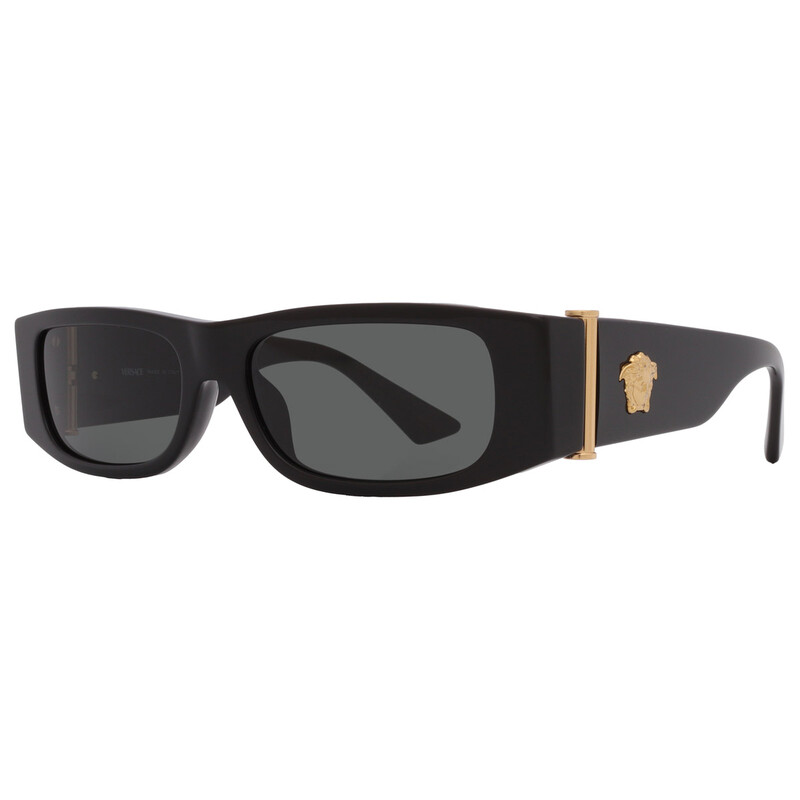Versace Black/Grey Rectangular Polarized Sunglasses with Gold Logo UNISEX Versace Polarized Sunglasses Men VE2262 Black | EYES.NYC main image 2