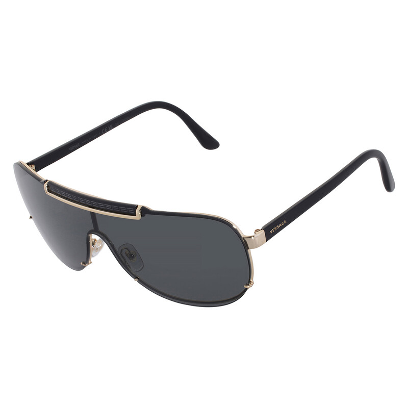 NEW Versace VE2140 100287 Black Gray Mirrored Shield Unisex Sunglasses Amazon.com: Versace VE2140 100287 40MM Gold/Grey Aviator  main image 3