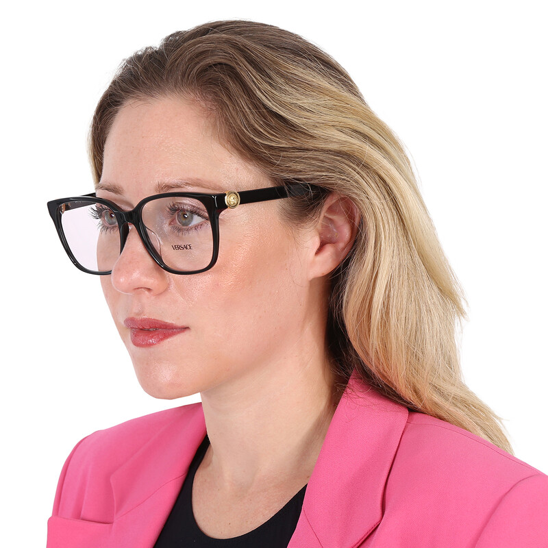 Versace Demo Square Ladies Eyeglasses VE3332D GB1 55 8056597730686