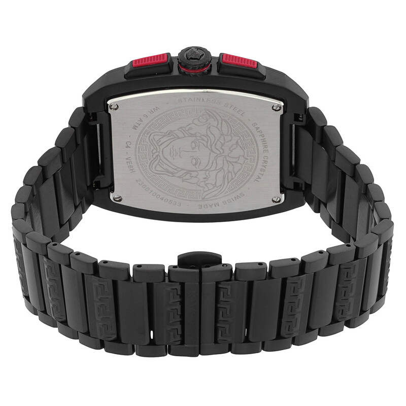 【稼動】 箱付き VERSACE 腕時計 クロノグラフ 黒文字盤 メンズ QZ Versace Dominus Chronograph Quartz Black Dial Men's Watch