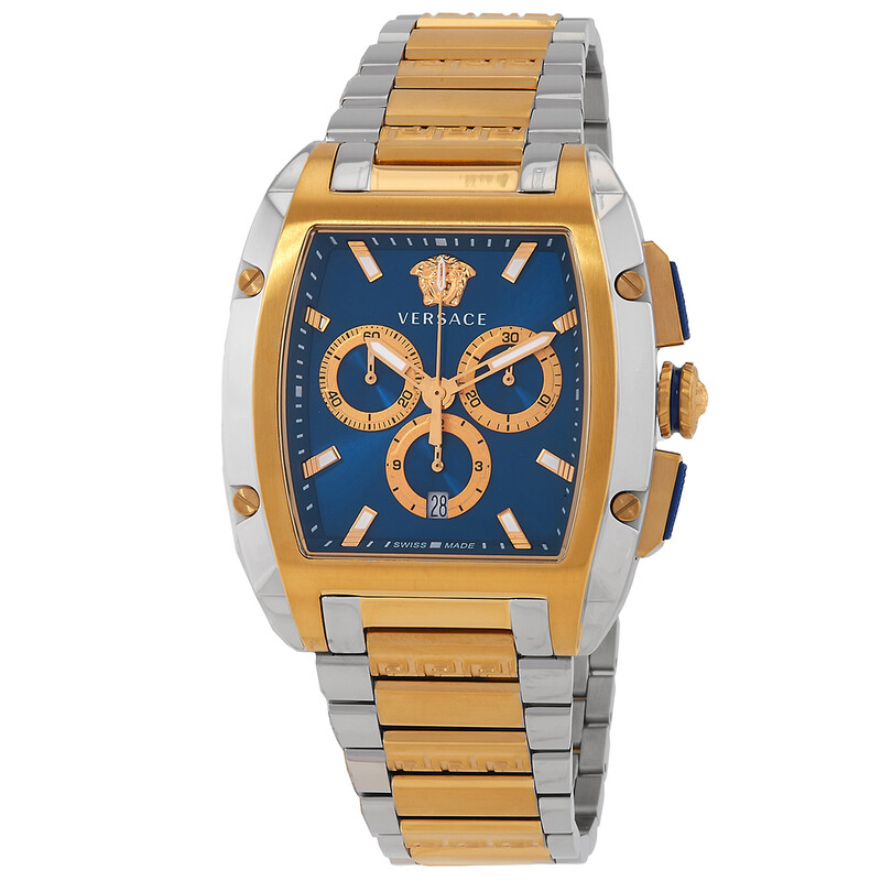 Versace ダイバーズウォッチ ブルー/ゴールド Versace Dominus Chronograph Quartz Blue Dial Two-Tone Men's Watch