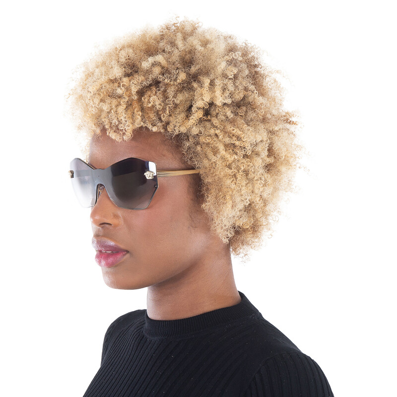 VERSACE VE2182 GREY Shield Sunglasses Versace Gradient Grey Mirrored Silver Shield Ladies  main image 2