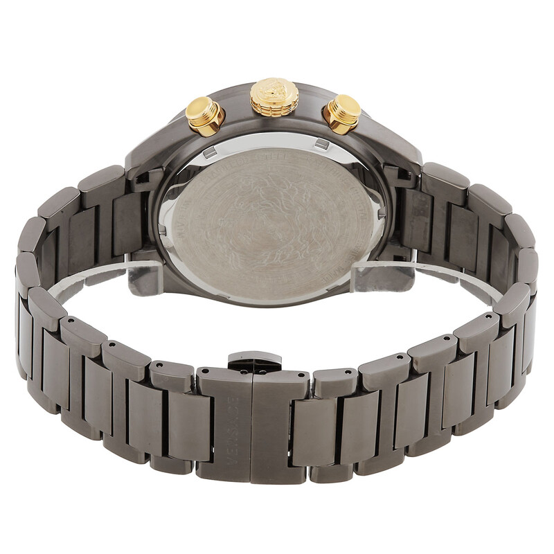 Versace Greca Dome Chronograph Quartz Black Dial Men's Watch