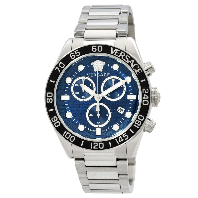 Versace Greca Dome Chronograph Quartz Blue Dial Men's Watch