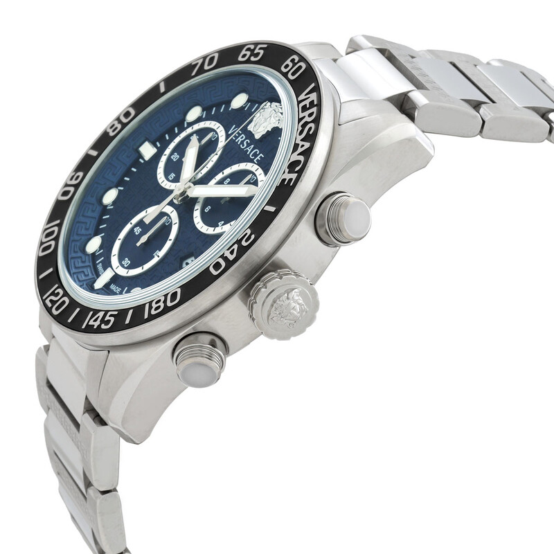 Versace Greca Dome Chronograph Quartz Blue Dial Men's Watch