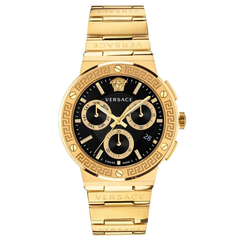 Versace Greca Logo Chronograph Quartz Black Dial Men's Watch