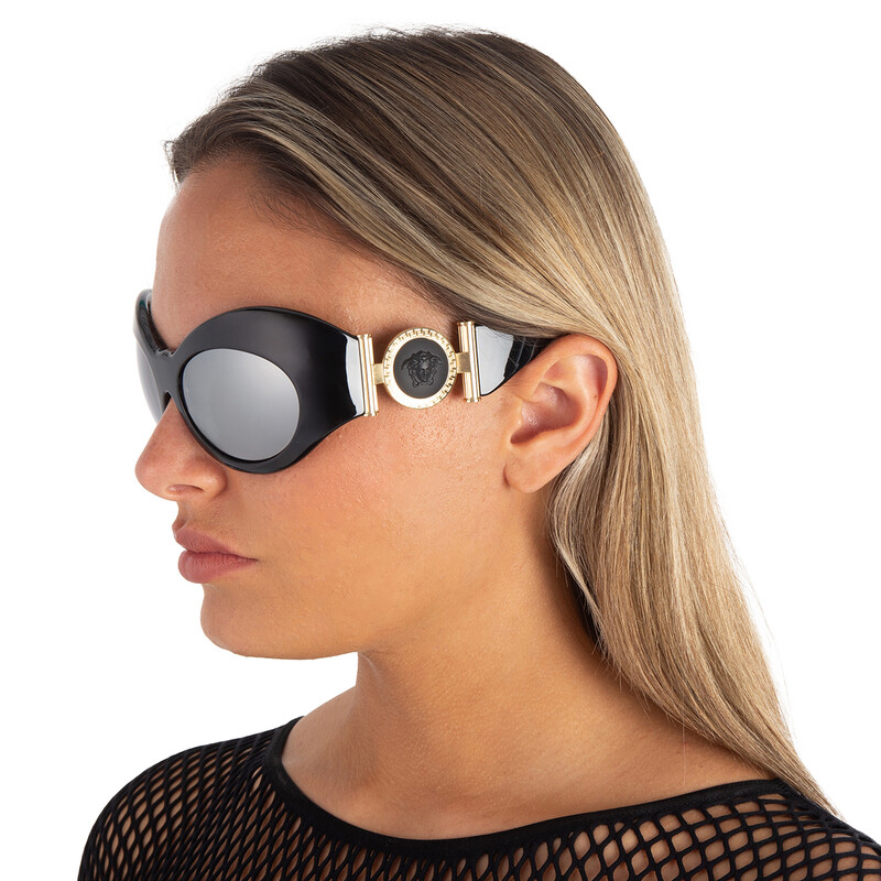 VERSACE irregular round sunglasses Amazon.com: Versace VE 4425U GB1/87 Black Plastic Irregular  main image 4