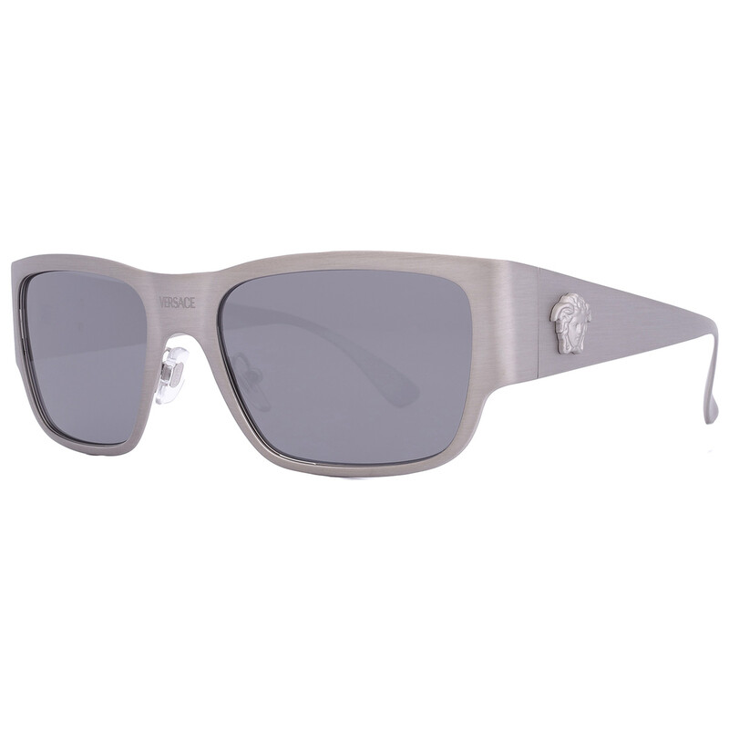 Versace Light Grey Mirror Black Square Men's Sunglasses VE2262