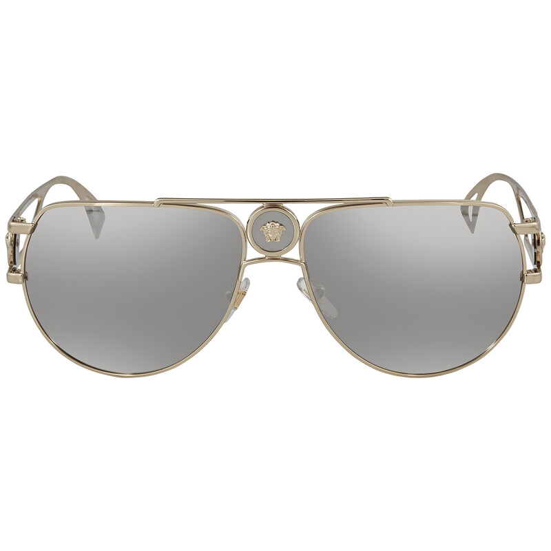Versace Light Grey Mirror Silver Pilot Men's Sunglasses VE2225