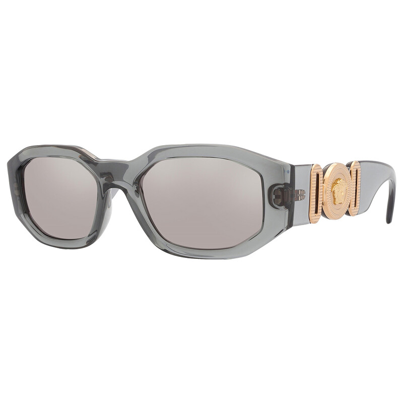Versace Light Grey Mirrored Silver Geometric Unisex Sunglasses