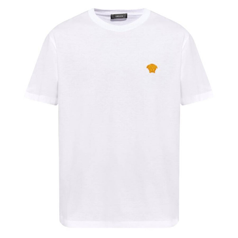 Versace Medusa Embroidered Cotton T Shirt, Size Large 1008481