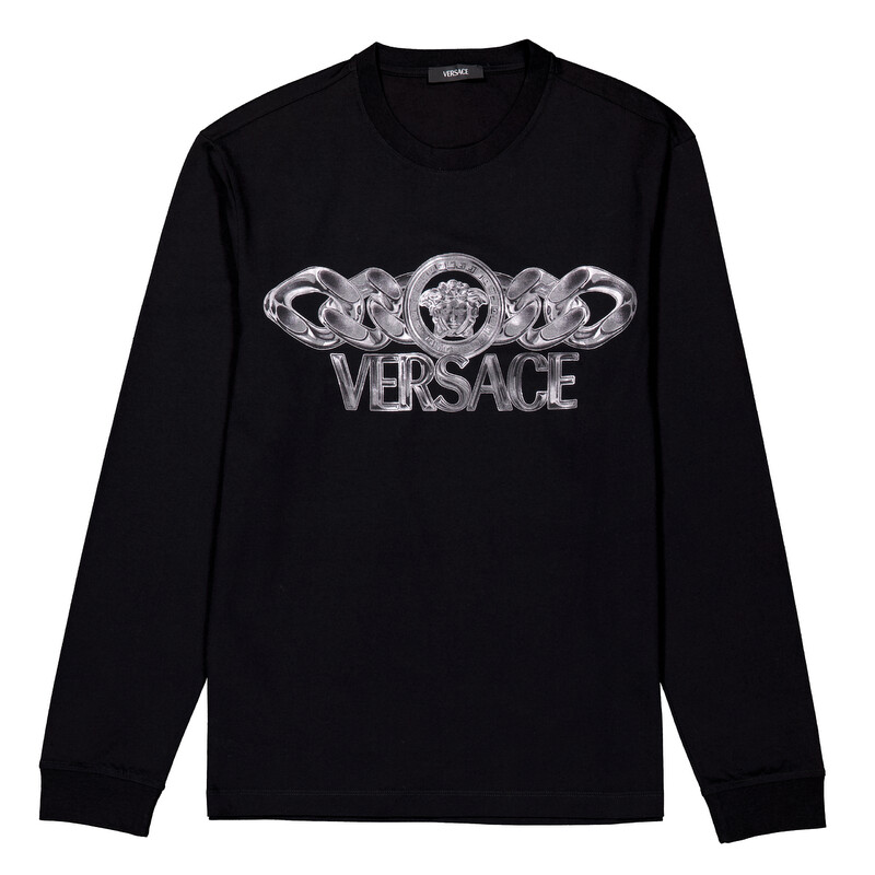Versace Medusa On Chain T-Shirt, Size Medium 1013947-1A13405-BLACK