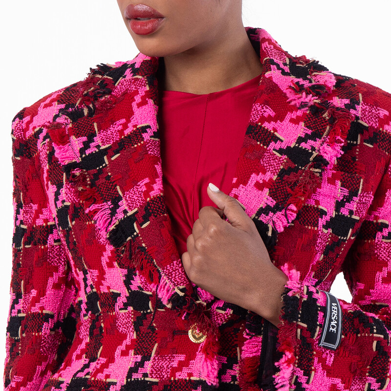 Versace Medusa Tweed Check Blazer, Brand Size 38 ( US Size 2 ) 1007401 ...