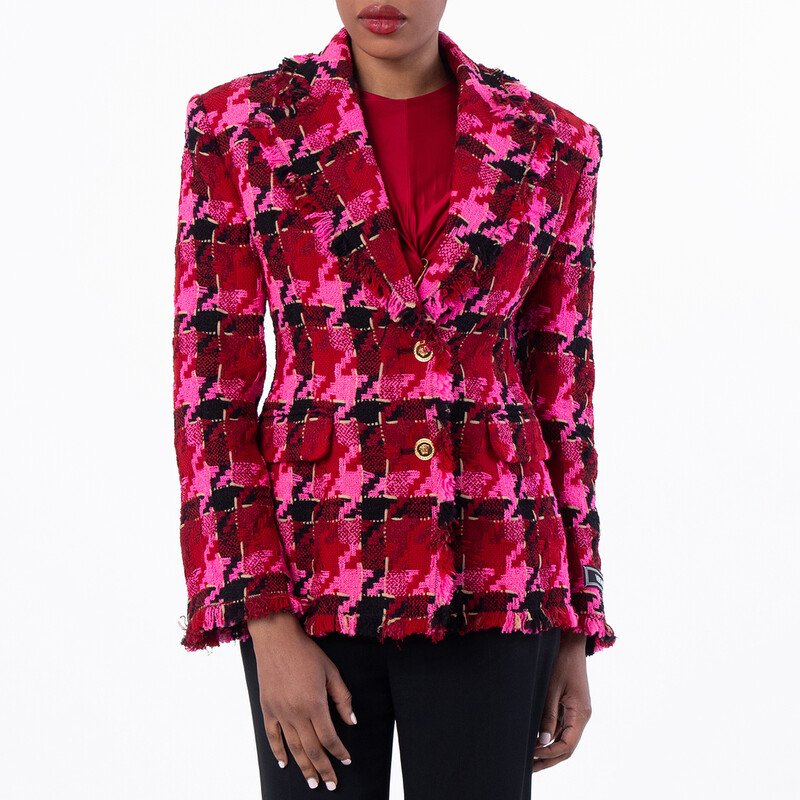 Versace Medusa Tweed Check Blazer, Brand Size 38 ( US Size 2 ) 1007401 ...