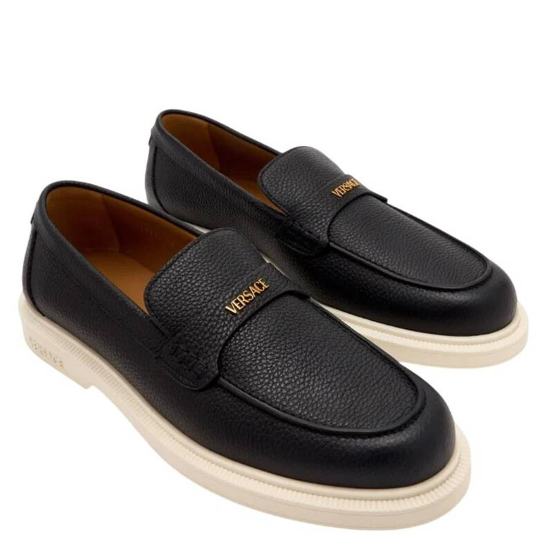 versace men's dress shoes Versace Maverick Leather Derby Shoes, Female, Black, 44
