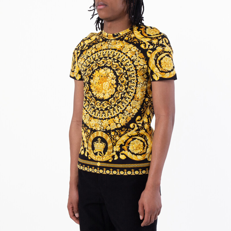 Versace Men's Black/Gold Barocco cotton T-shirt, Size Small