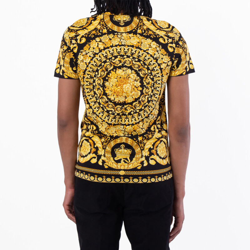 Versace Men's Black/Gold Barocco cotton T-shirt, Size Small