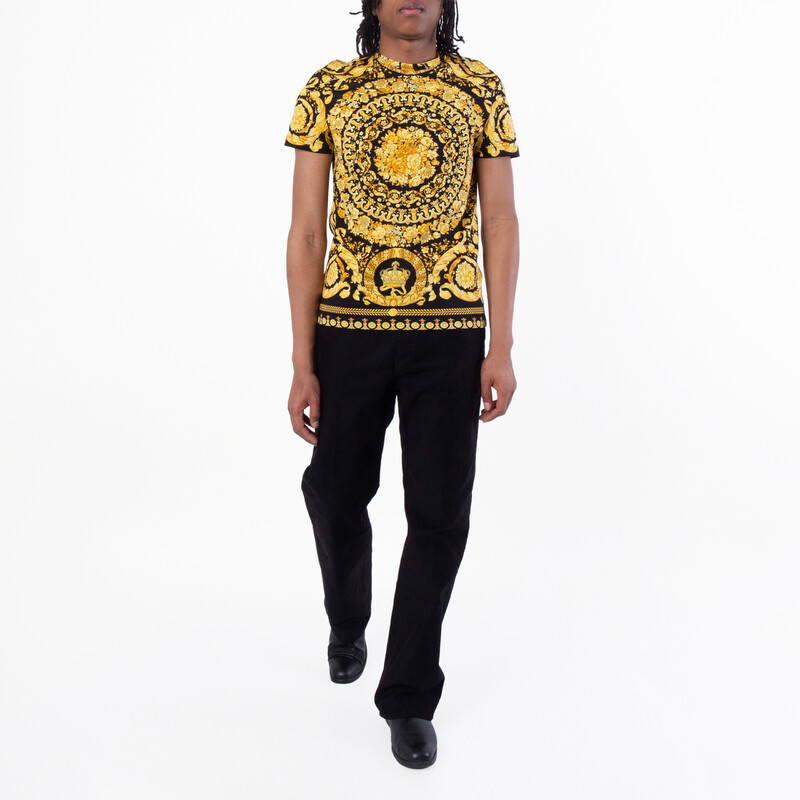 Versace Barocco T-shirt, Male, Black+print