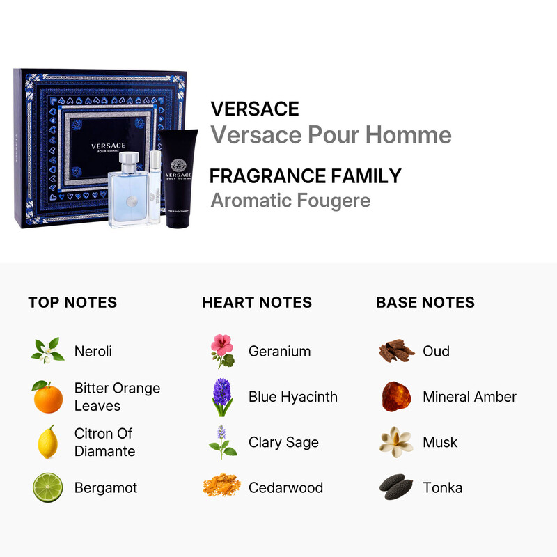 Versace Men's Versace Pour Homme 3.4 oz 3pcs EDT Gift Set