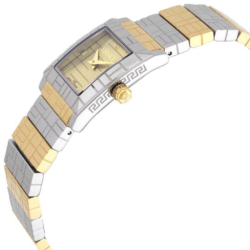 Versace Mosaic Quartz Diamond Gold Dial Ladies Watch VE9B00424