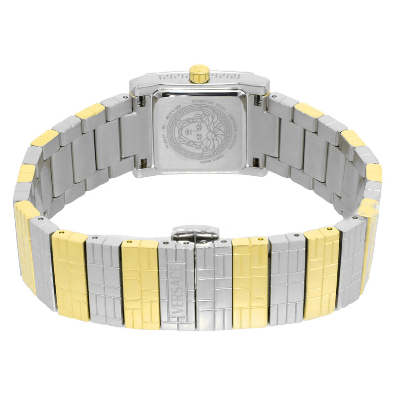 Versace Mosaic Quartz Diamond Gold Dial Ladies Watch VE9B00424