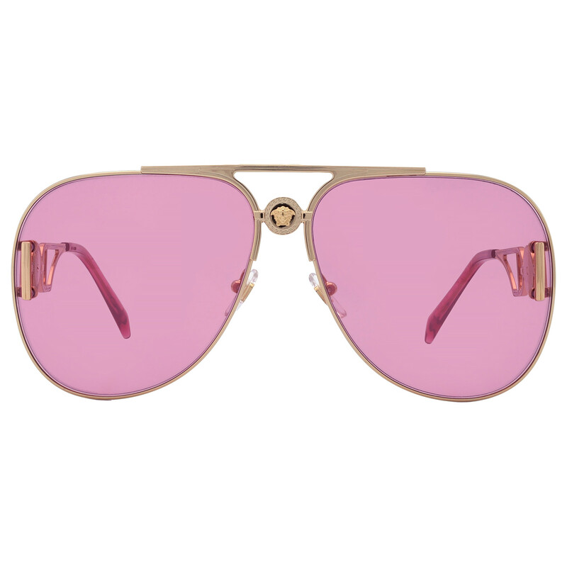 Versace Pink Mirrored Internal Silver Pilot Unisex Sunglasses