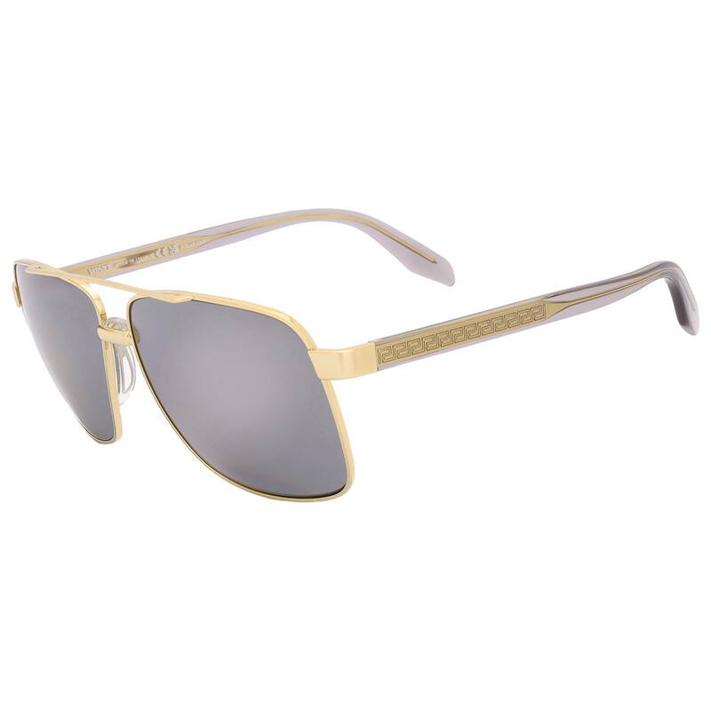 Versace Polarized Dark Grey Mirror Silver Navigator Men's