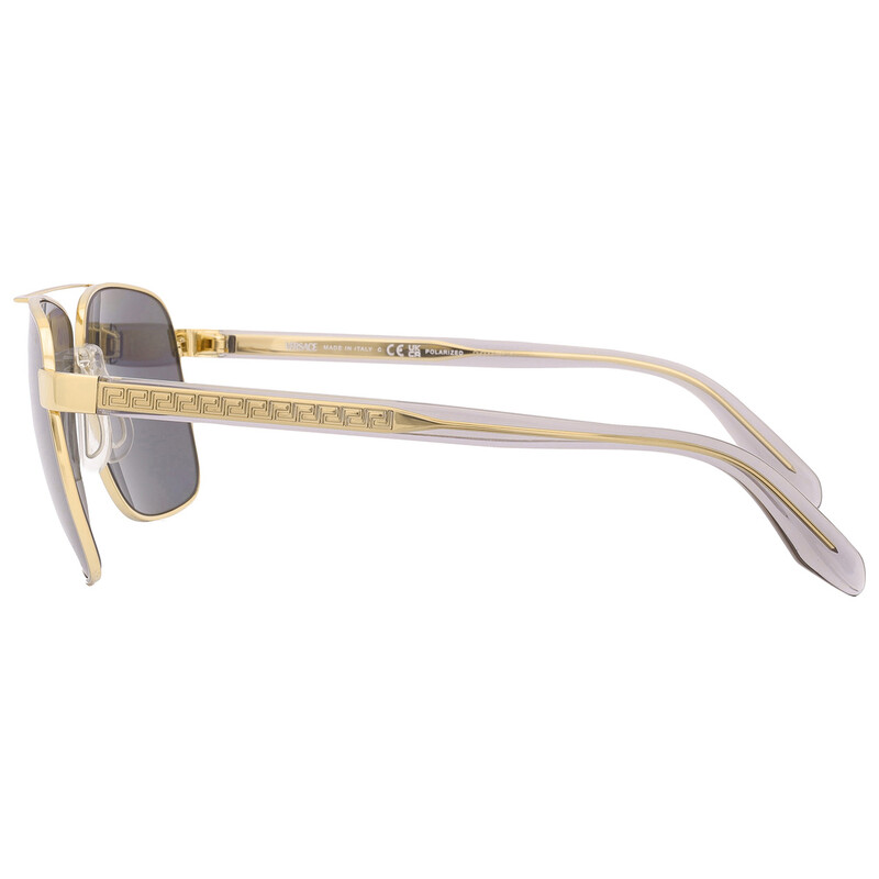 Versace Polarized Dark Grey Mirror Silver Navigator Men's