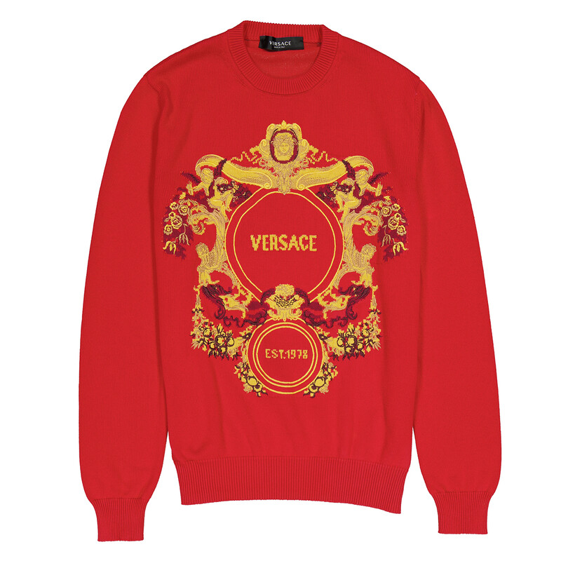 VERSACE 21AW Logo Jacquard Sweater Versace Jeans Couture Logo Knit 