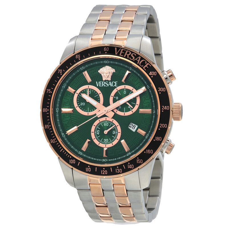WEST. ウェッシャーツ 緑ver. Versace Sport Chrono Quartz Green Dial Men's Watch VEZCA0424