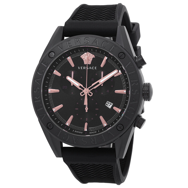 Versace V-Chrono Quartz Black Dial Men's Watch VEHB00419