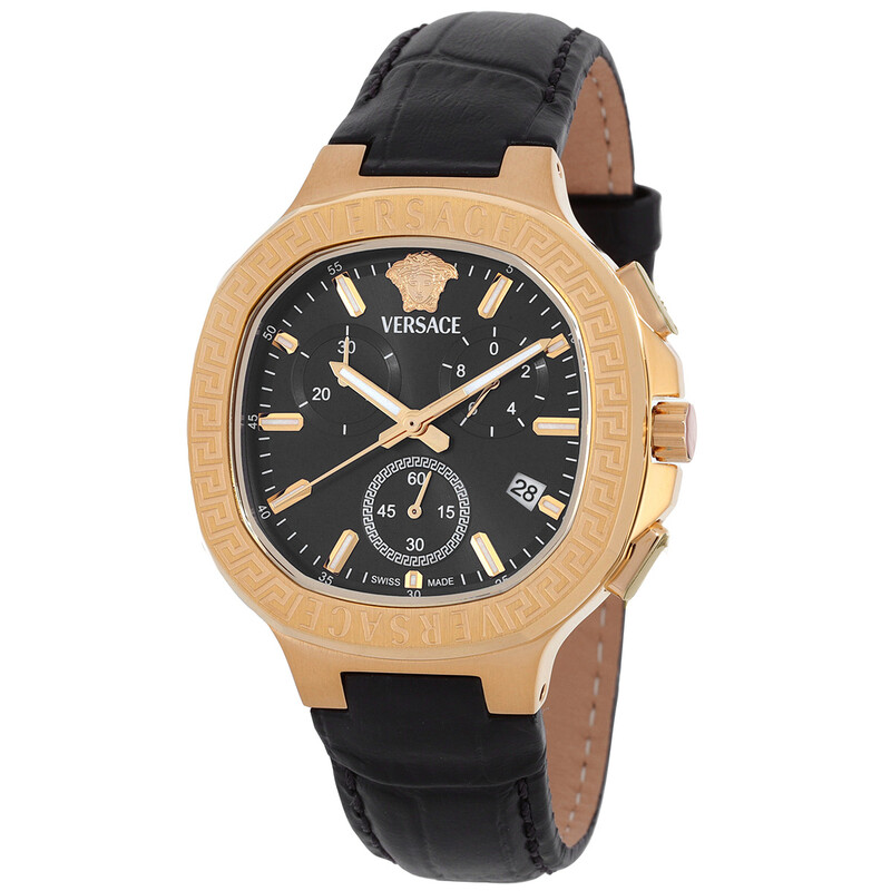 Versace V-Chrono Square Chronograph Quartz Black Dial Watch